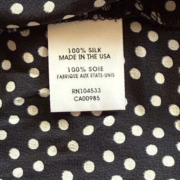 Nanette Lepore 10 White Polka Dot on Black 100% Silk Cami Top - Picture 5 of 5